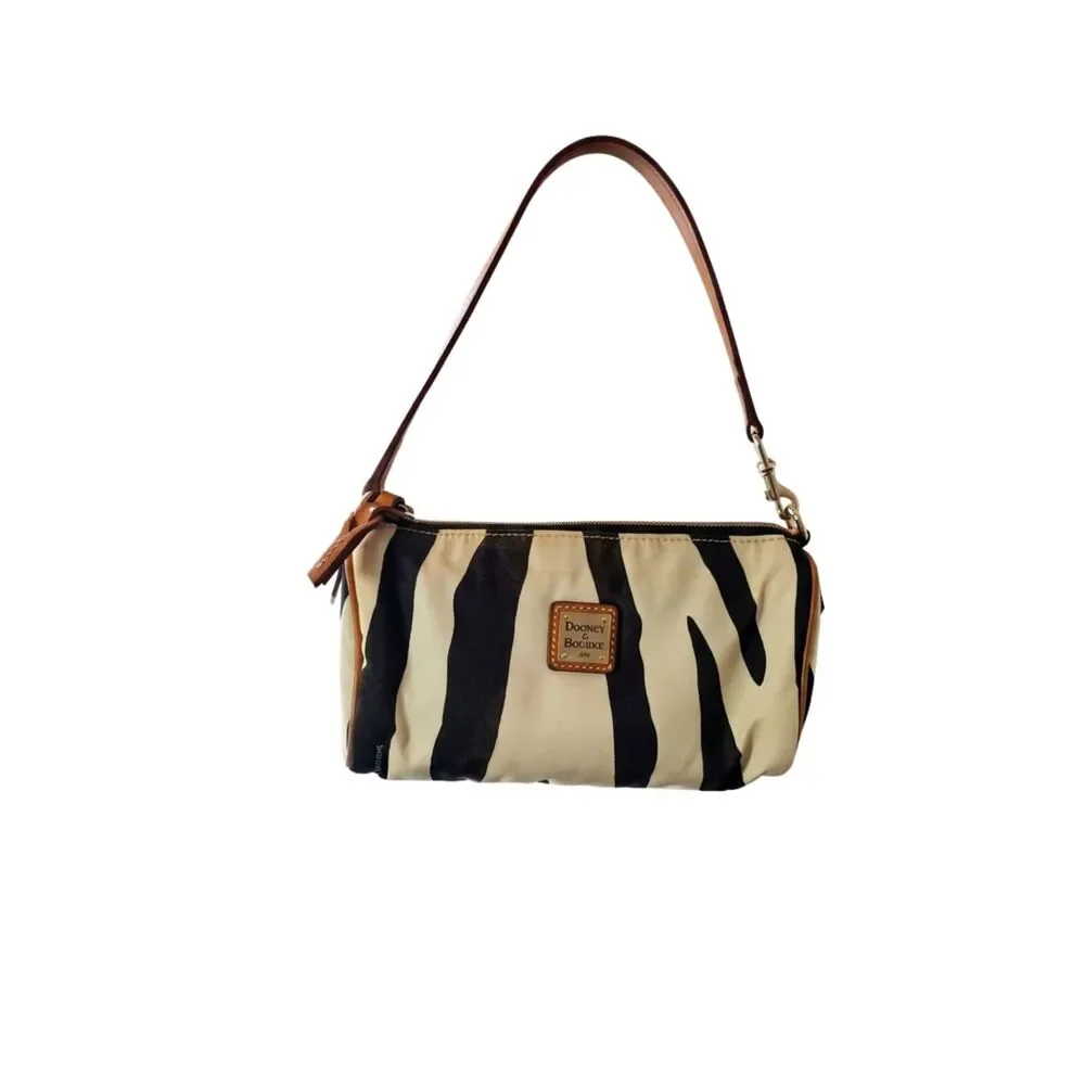 Vintage Dooney & Bourke Zebra Print Mini Shoulder Bag Pochette Y2K